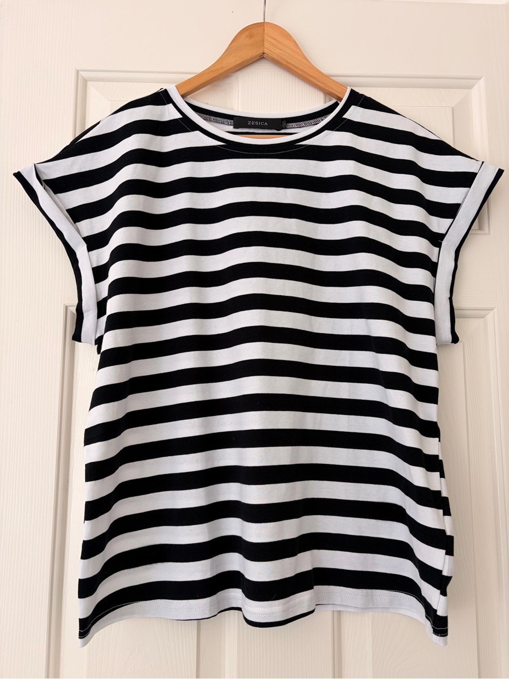 Zesica Black & White Striped Short-Sleeve Tee